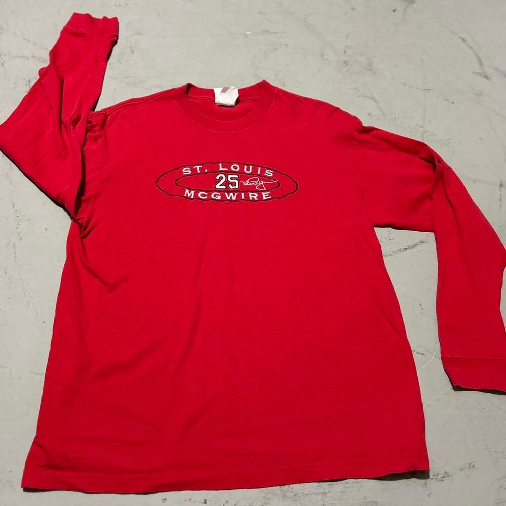 **Vintage Y2K 25 Signature Sport Attack Mark McGwire Long Sleeve T-Shirt**